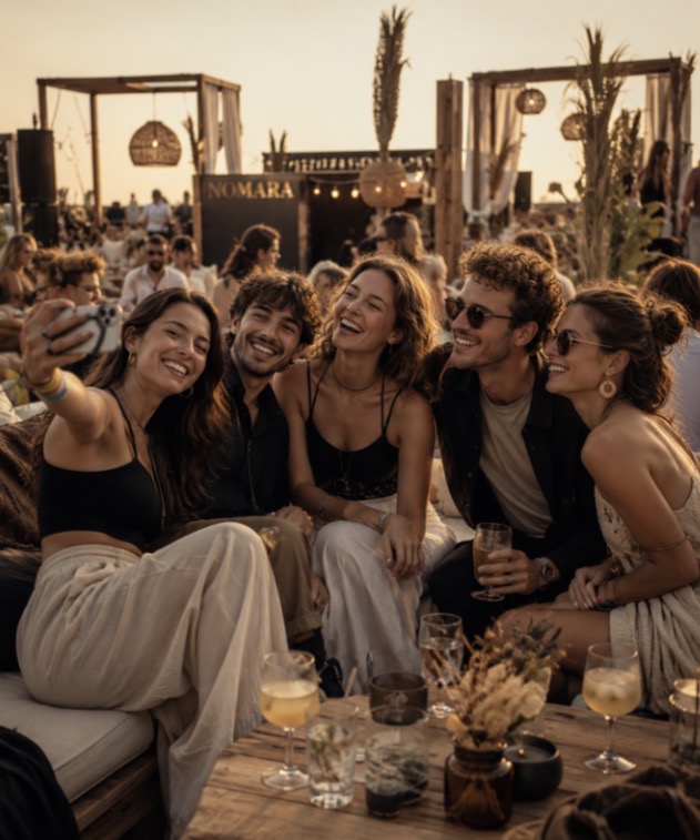 Guests enjoying a Nomara evening together